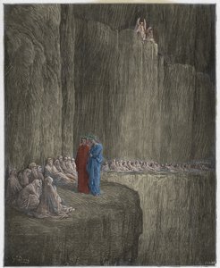 プルガトリオ、カント13：サピアが罪のある人生を清める、ダンテアリギエーリ作「The Divine Comedy」（1885年）（デジタル色の彫刻） 作： Gustave after Dore